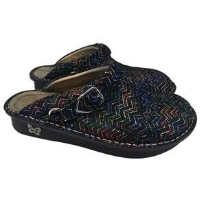 Alegria Seville Ric Rack Rainbow Leather Clog Shoe Women's EU 40 US 9.5/10